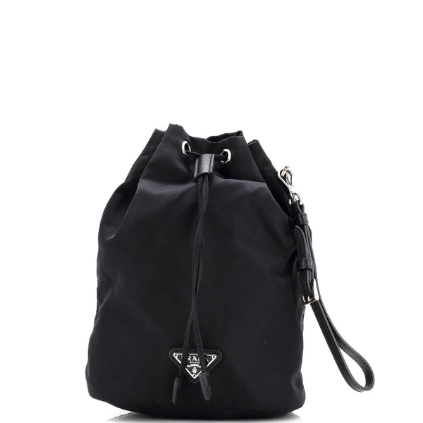 Drawstring Wristlet Bucket Bag Tessuto