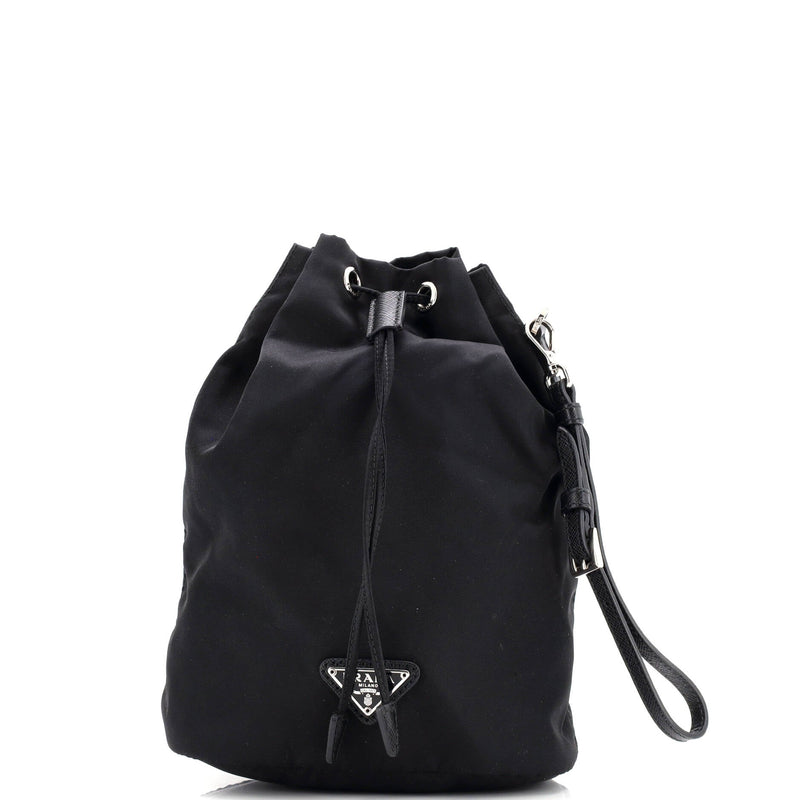 Drawstring Wristlet Bucket Bag Tessuto