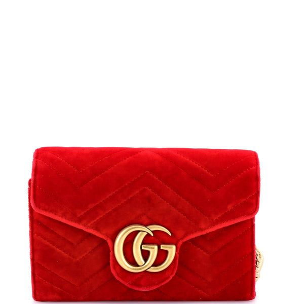 Gg Marmont Chain Wallet Matelasse Velvet