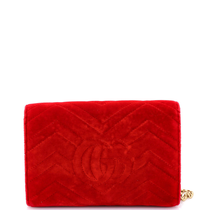 Gg Marmont Chain Wallet Matelasse Velvet