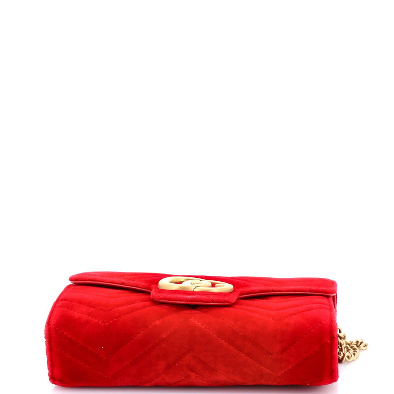 Gg Marmont Chain Wallet Matelasse Velvet