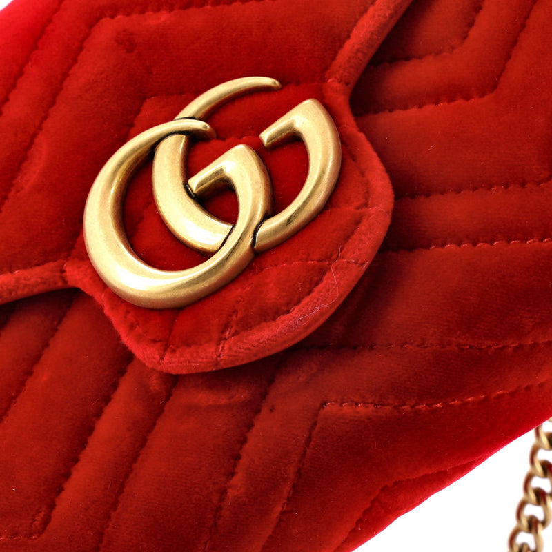 Gg Marmont Chain Wallet Matelasse Velvet