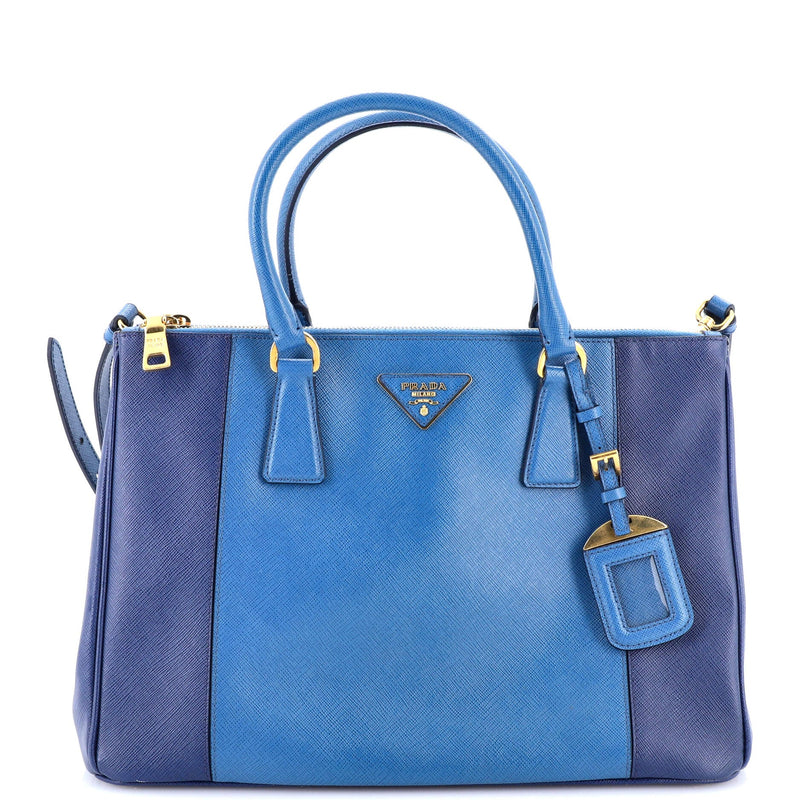 Bicolor Double Zip Lux Tote Saffiano