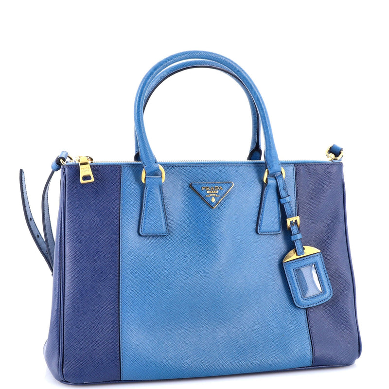 Bicolor Double Zip Lux Tote Saffiano