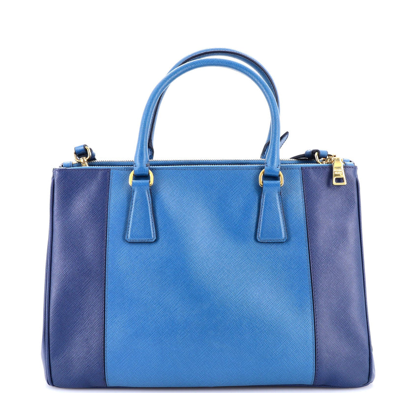 Bicolor Double Zip Lux Tote Saffiano