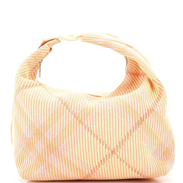 Peg Handle Bag Knit Check Fabric Medium