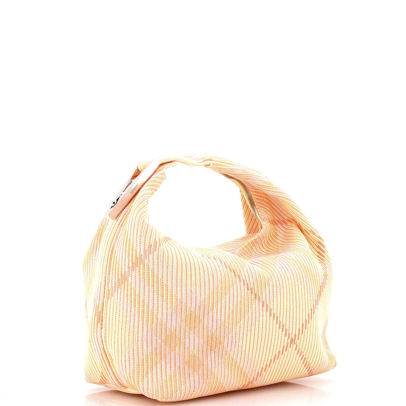 Peg Handle Bag Knit Check Fabric Medium