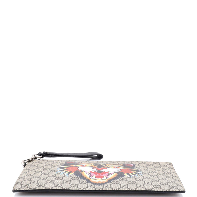Zipped Pouch Angry Cat Gg Coated Canvas