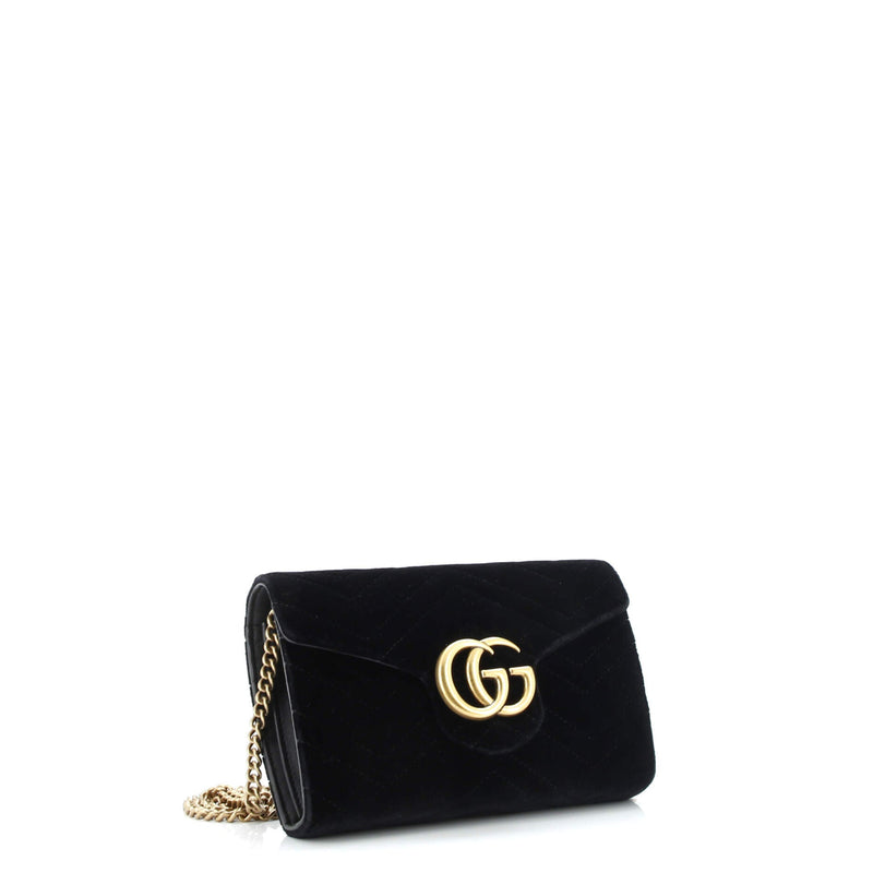 Gg Marmont Chain Wallet Matelasse Velvet
