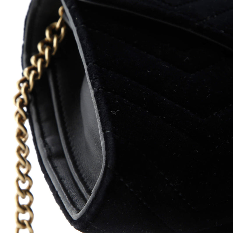 Gg Marmont Chain Wallet Matelasse Velvet