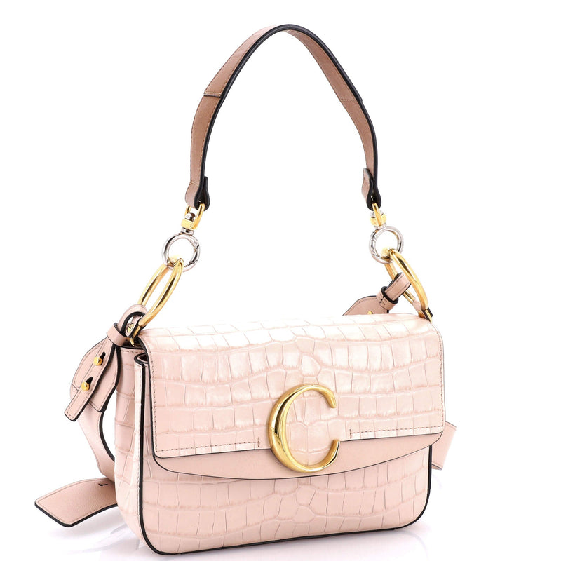 C Double Carry Bag Crocodile Embossed