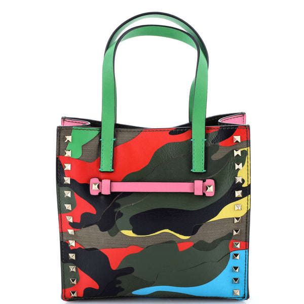 Rockstud Open Tote Camo Leather And