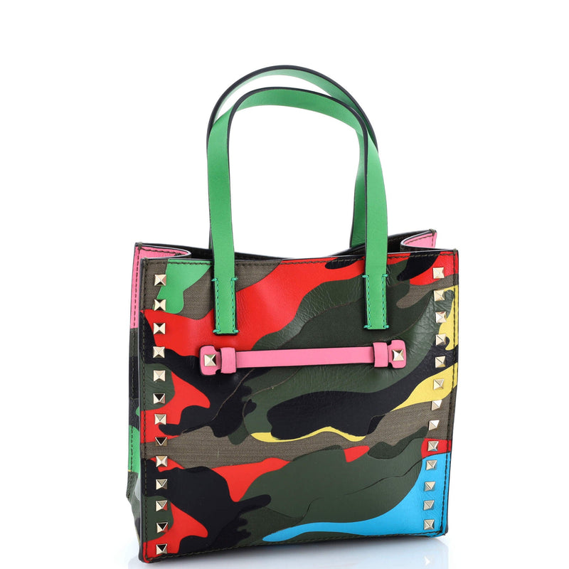 Rockstud Open Tote Camo Leather And