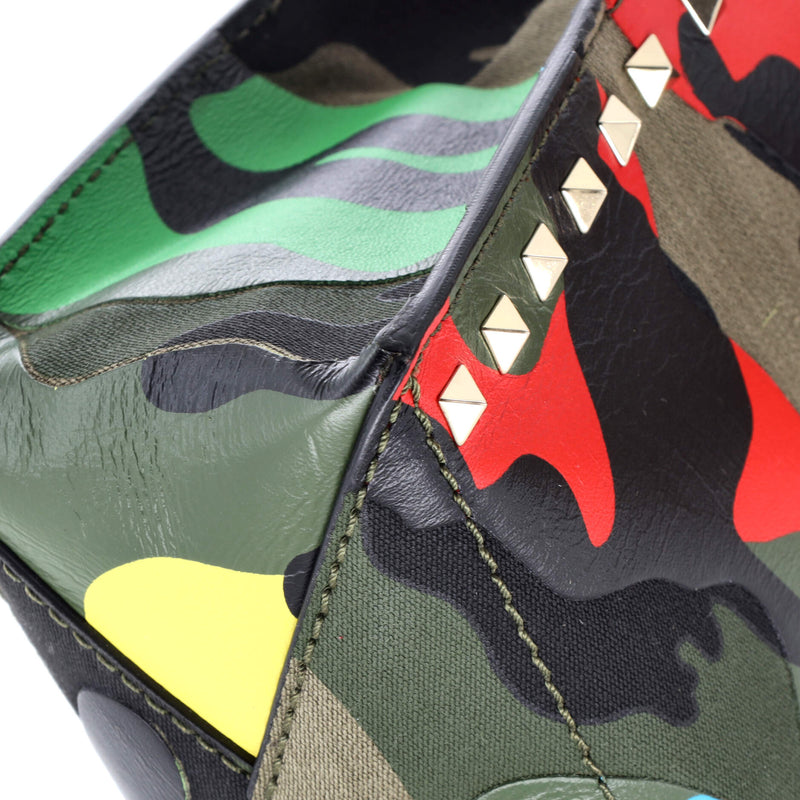 Rockstud Open Tote Camo Leather And
