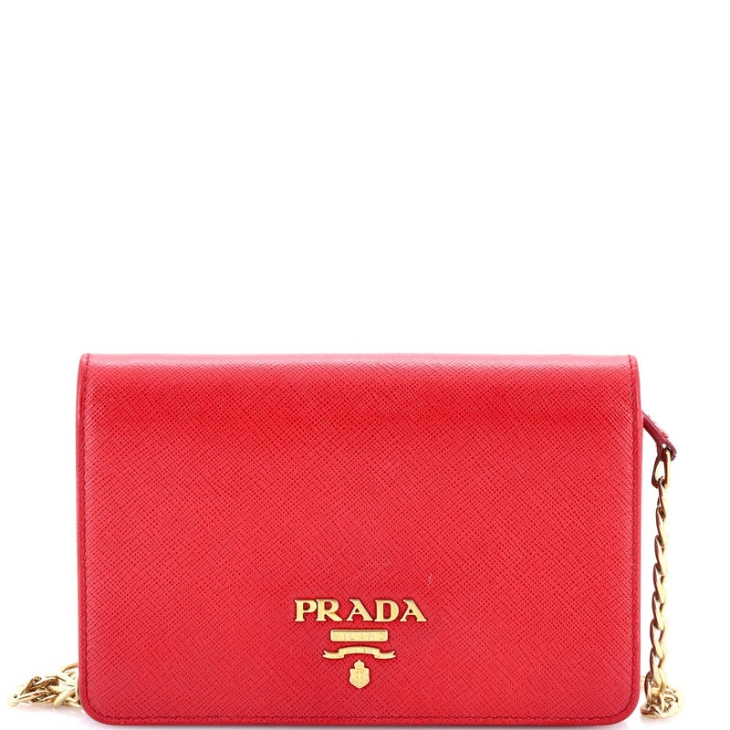 Chain Wallet Crossbody Saffiano Leather