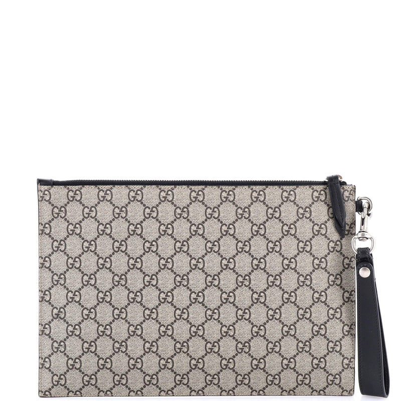 Zipped Pouch Angry Cat Gg Coated Canvas
