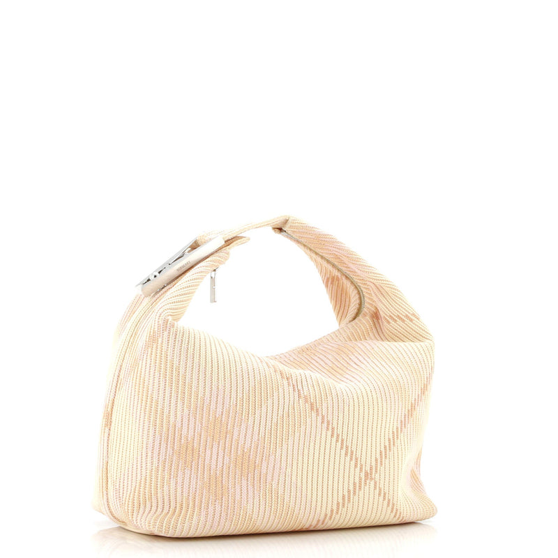 Peg Handle Bag Knit Check Fabric Medium