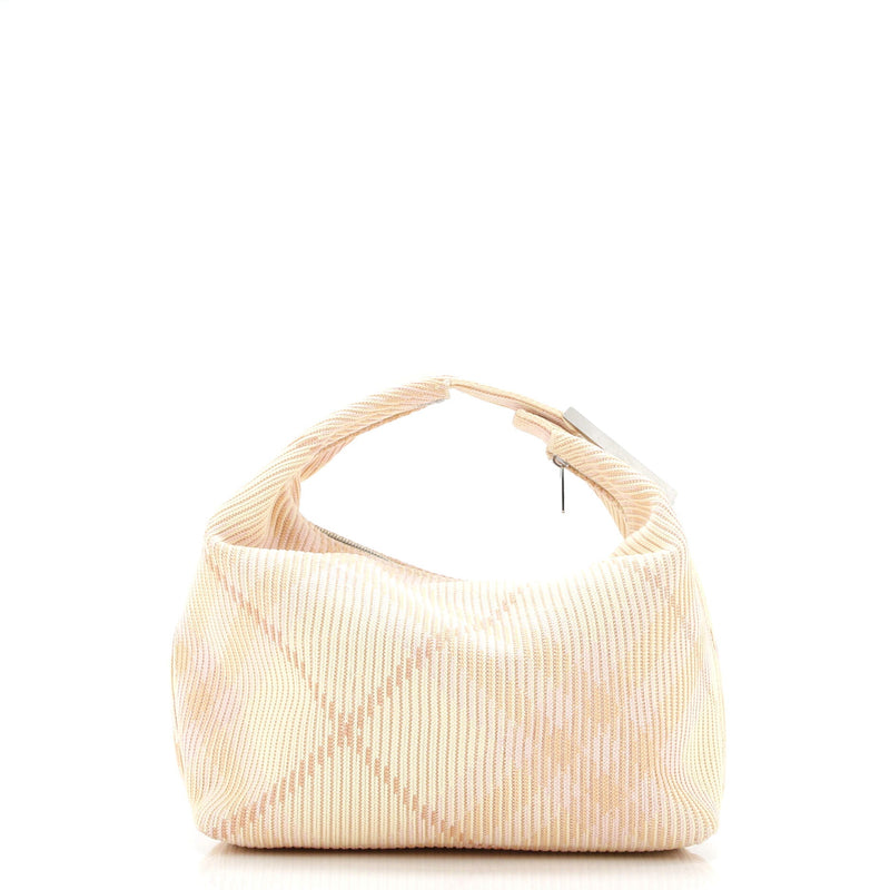 Peg Handle Bag Knit Check Fabric Medium