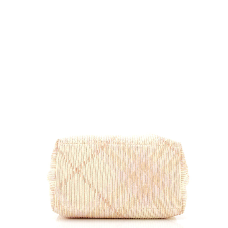 Peg Handle Bag Knit Check Fabric Medium