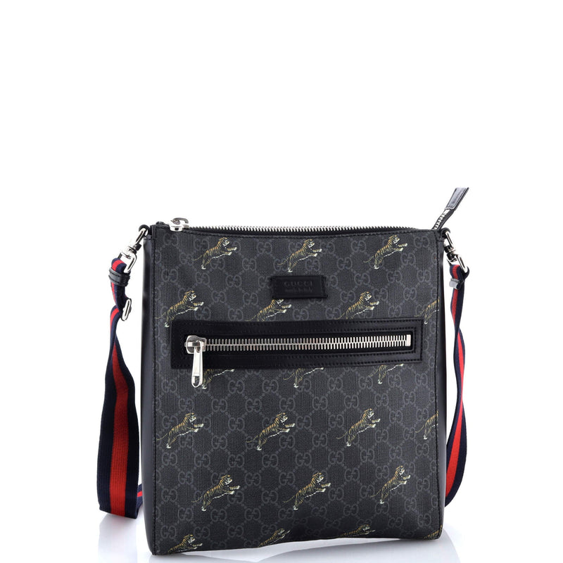 Web Strap Front Zip Messenger Bag