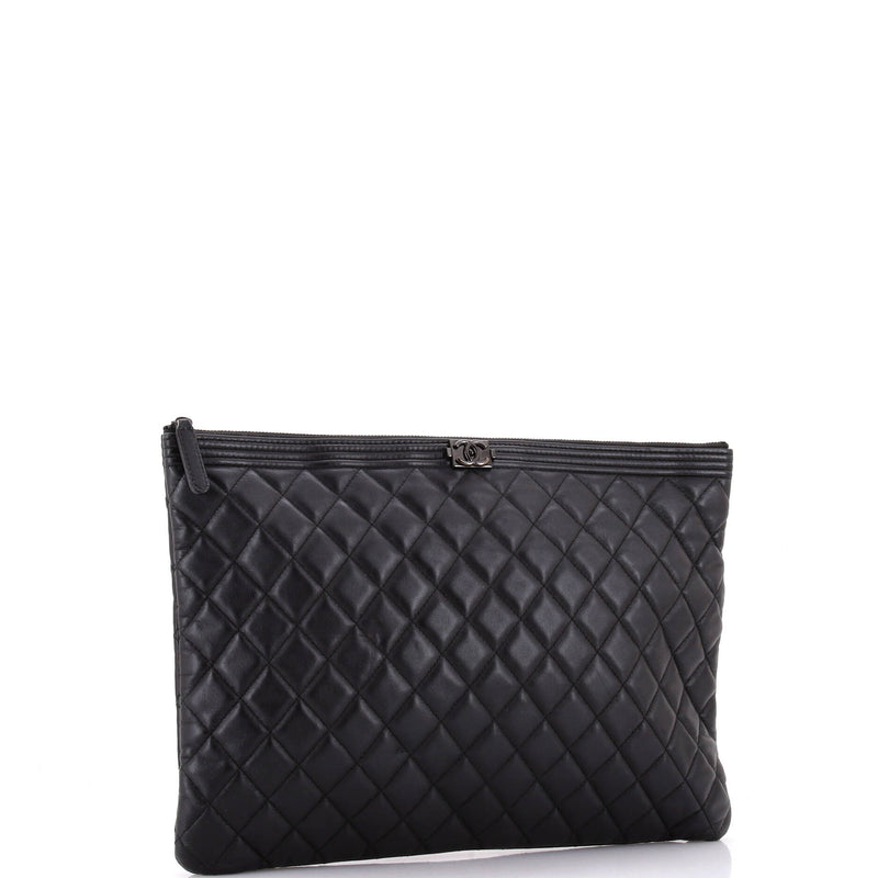 Boy O Case Clutch Quilted Lambskin Large