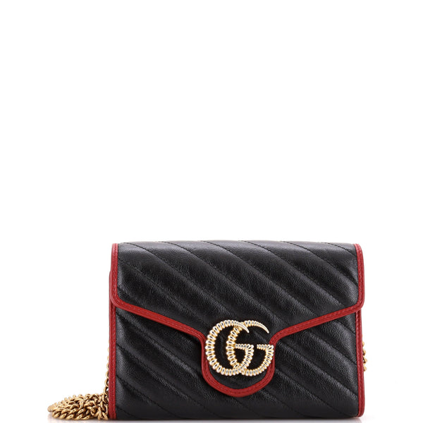 Gg Marmont Chain Wallet Diagonal Quilted