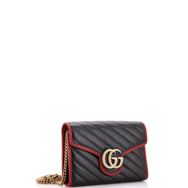 Gg Marmont Chain Wallet Diagonal Quilted
