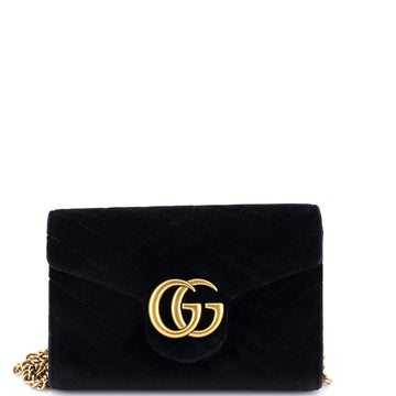 Gg Marmont Chain Wallet Matelasse Velvet