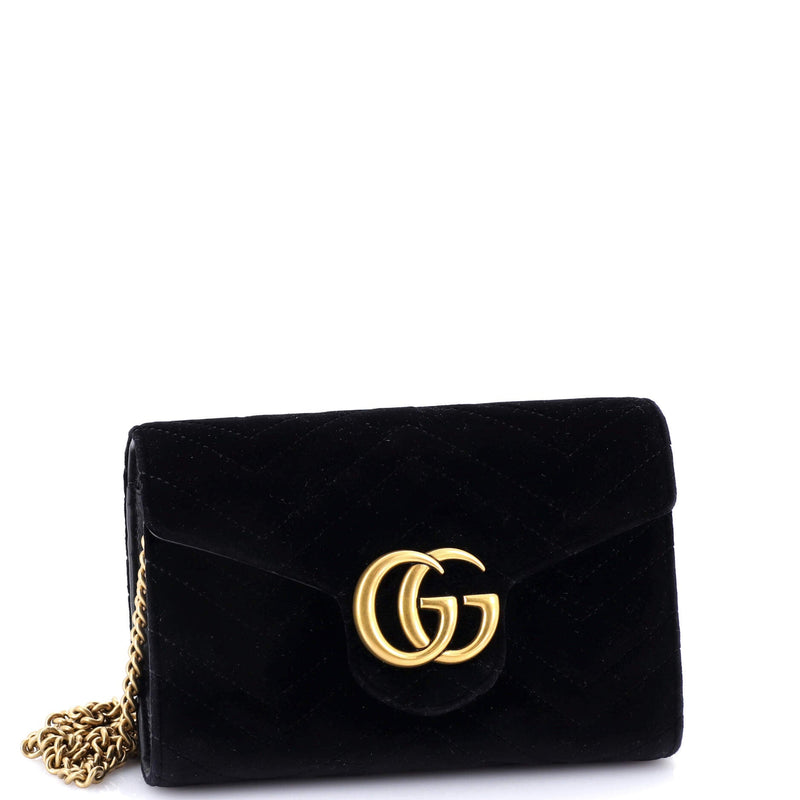 Gg Marmont Chain Wallet Matelasse Velvet