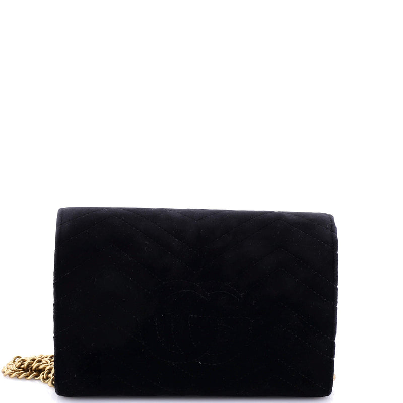 Gg Marmont Chain Wallet Matelasse Velvet