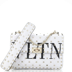Vltn Rockstud Spike Flap Bag Quilted