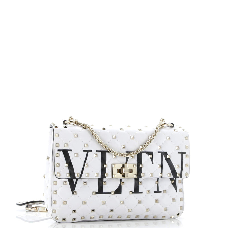 Vltn Rockstud Spike Flap Bag Quilted
