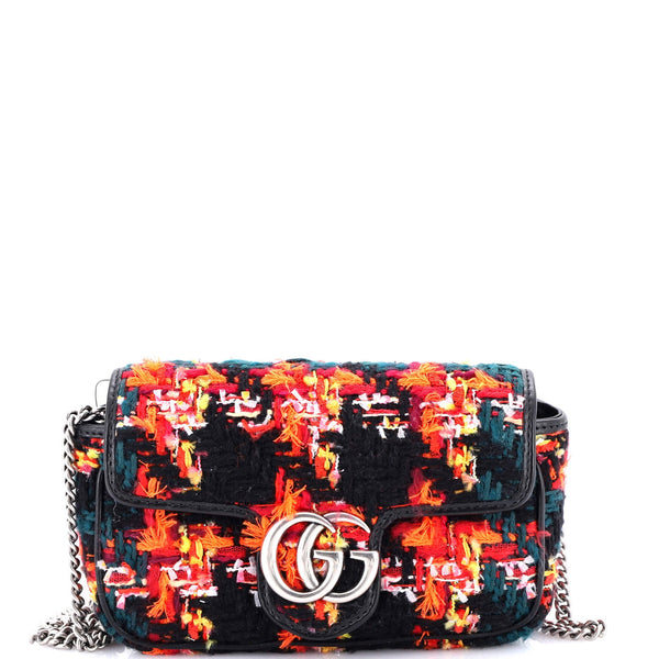 Gg Marmont Flap Bag Tweed Super Mini