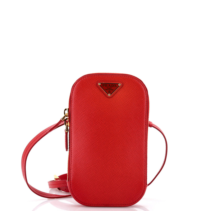 Zip Phone Holder Crossbody Bag Saffiano