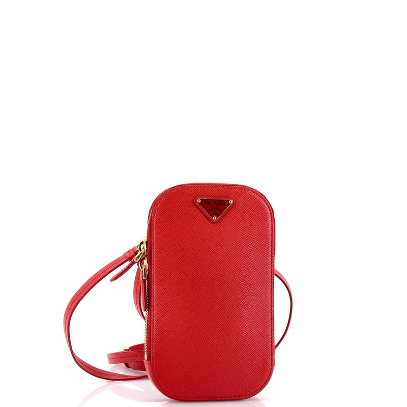 Zip Phone Holder Crossbody Bag Saffiano