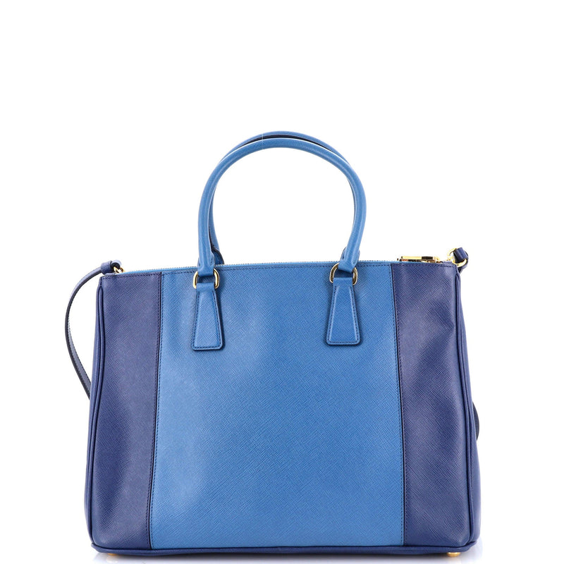 Bicolor Double Zip Lux Tote Saffiano