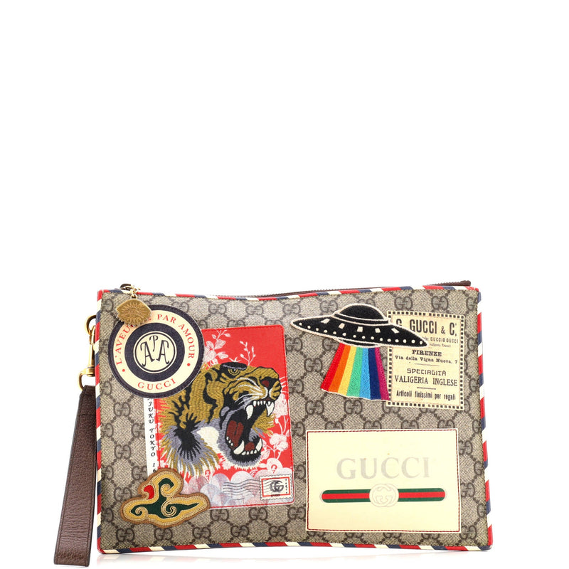 Courrier Pouch Gg Coated Canvas With
