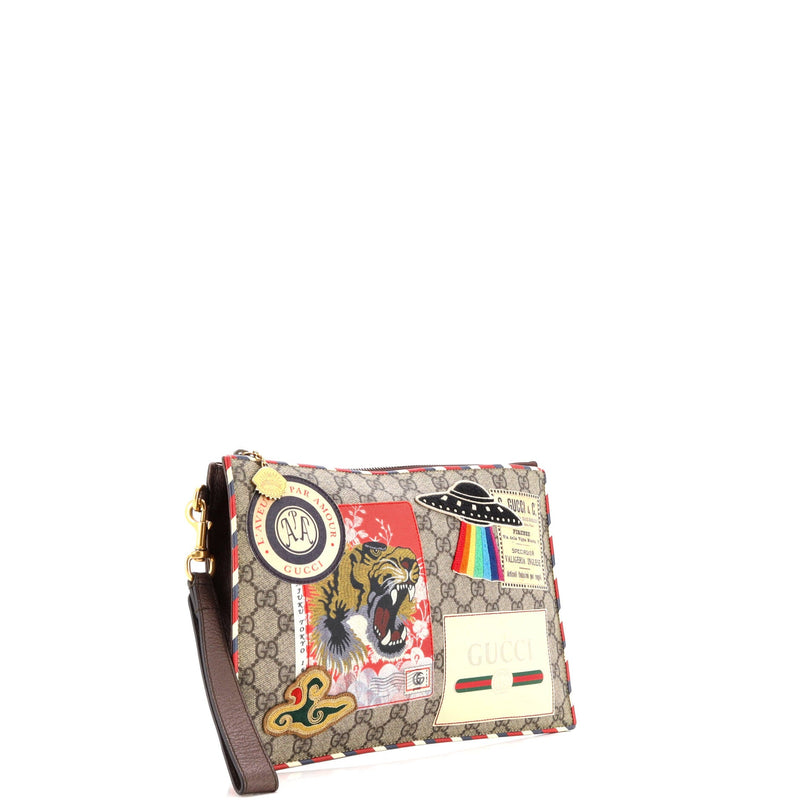 Courrier Pouch Gg Coated Canvas With