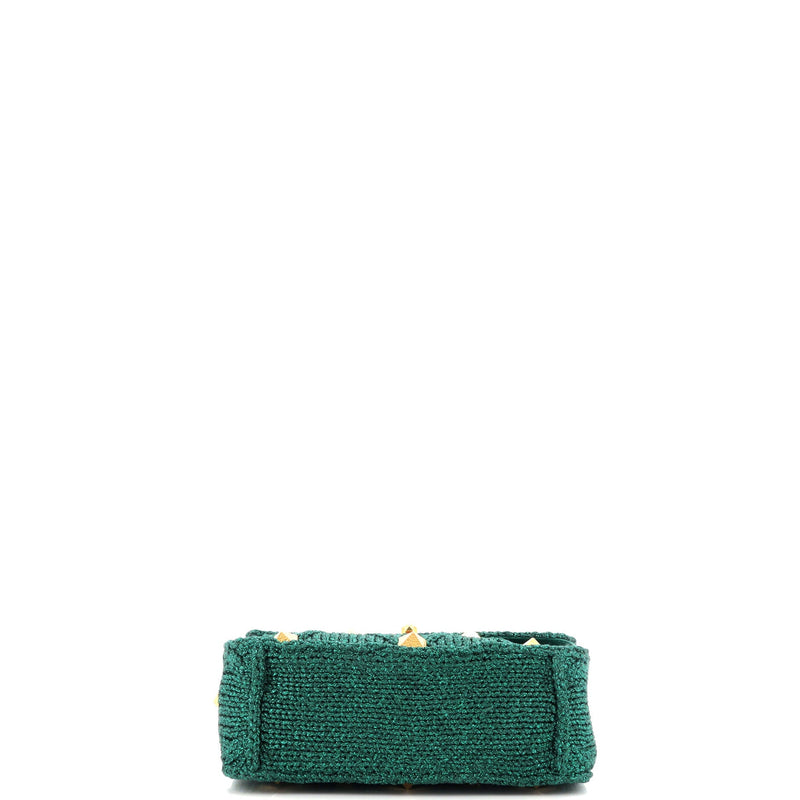 Roman Stud Flap Bag Quilted Knit Medium