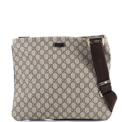 Zip Top Messenger Bag Gg Coated Canvas