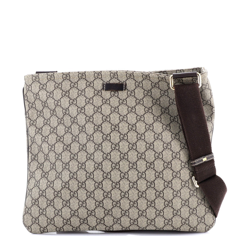 Zip Top Messenger Bag Gg Coated Canvas