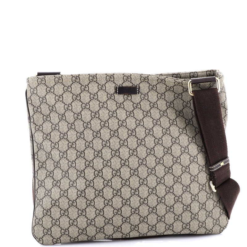 Zip Top Messenger Bag Gg Coated Canvas