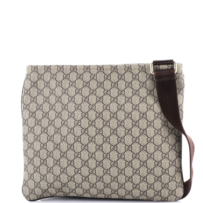 Zip Top Messenger Bag Gg Coated Canvas