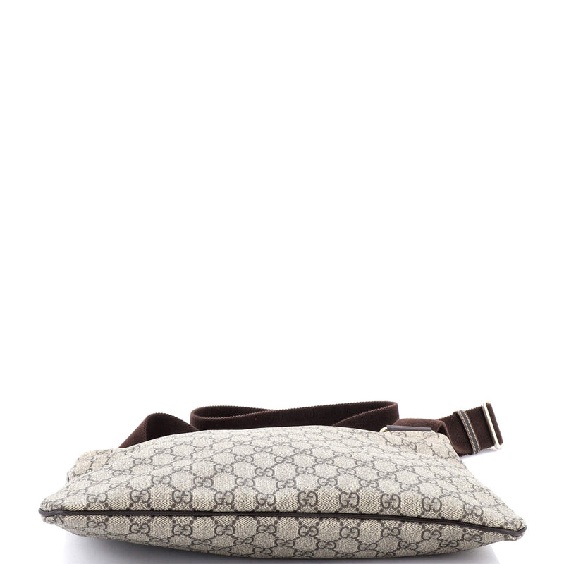 Zip Top Messenger Bag Gg Coated Canvas