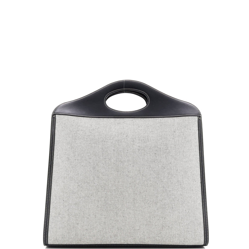 Logo Pocket Tote Canvas With Leather