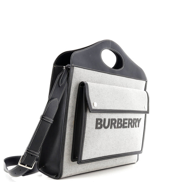 Logo Pocket Tote Canvas With Leather