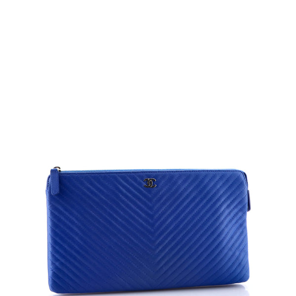 Classic Double Pocket Zip Pouch Chevron