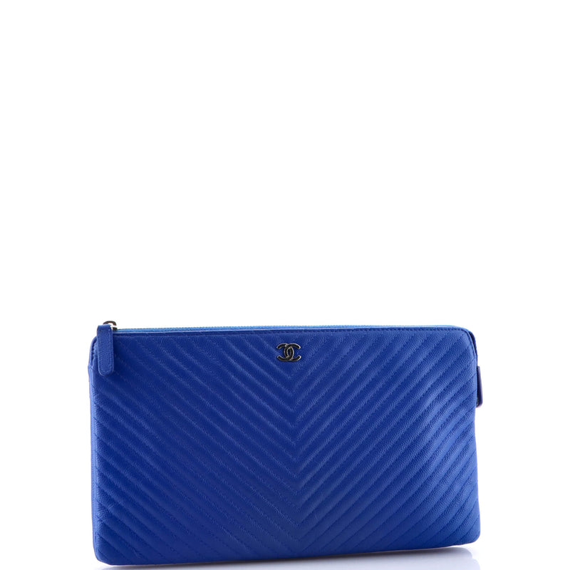 Classic Double Pocket Zip Pouch Chevron