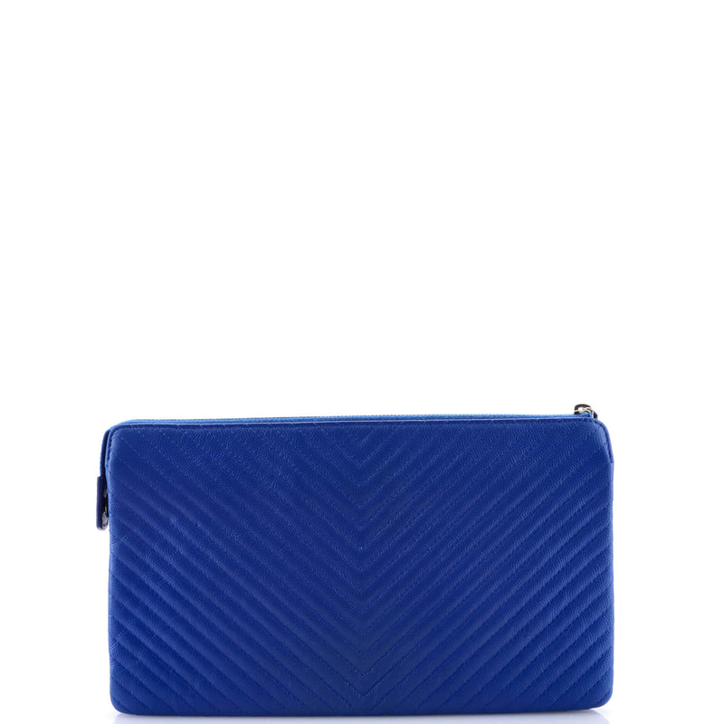 Classic Double Pocket Zip Pouch Chevron