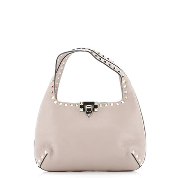 Rockstud Flip Lock Hobo Leather Small